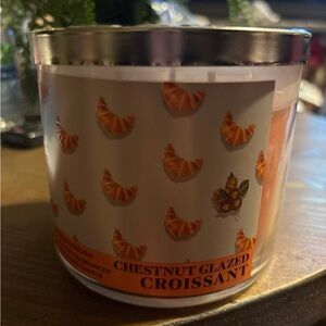 Bath & Body Works Chestnut Glazed Croissant Candle - Orange and Silver Accents